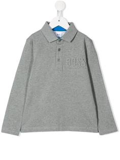 Boss Kids рубашка-поло с тисненым логотипом