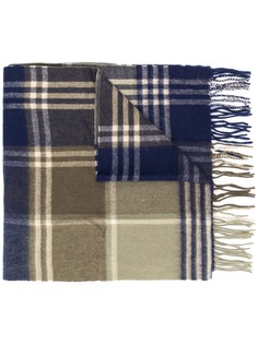 Barbour клетчатый шарф с бахромой