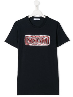 Msgm Kids футболка с логотипом из пайеток