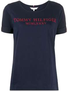 Tommy Hilfiger футболка с логотипом и стразами