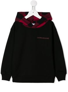 Calvin Klein Kids худи с капюшоном в клетку и логотипом