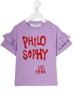 Philosophy Di Lorenzo Serafini Kids футболка с оборками на рукавах и логотипом