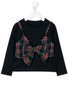 Lapin House джемпер с бантом в клетку тартан
