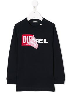 Diesel Kids толстовка с заплаткой с логотипом спереди