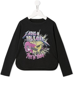 Zadig & Voltaire Kids футболка с принтом и длинными рукавами