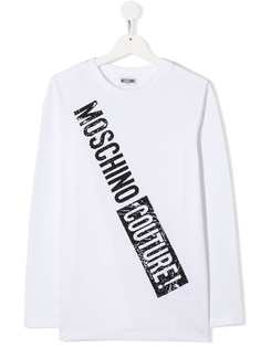 Moschino Kids топ с логотипом и пайетками