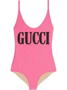 Gucci блестящий купальник с принтом логотипа