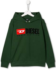 Diesel Kids толстовка с капюшоном и вышитым логотипом