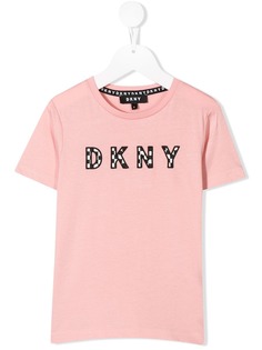Dkny Kids футболка с логотипом в шахматную клетку