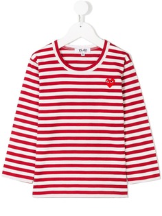 Comme Des Garçons Play Kids топ в бретонскую полоску с принтом сердца