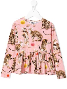 Molo Kids футболка с леопардовым принтом и оборками