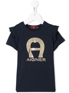 Aigner Kids футболка с контрастным логотипом