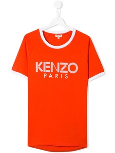 Kenzo Kids футболка с контрастной отделкой и логотипом