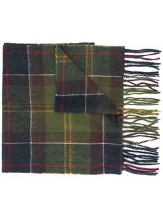 Barbour клетчатый шарф с бахромой