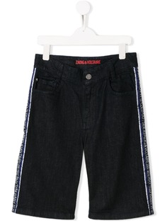 Zadig & Voltaire Kids джинсовые шорты с логотипами на лампасах