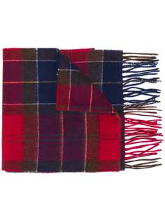 Barbour клетчатый шарф с бахромой