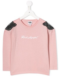 Karl Lagerfeld Kids топ с вышивкой пайетками