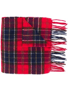 Barbour клетчатый шарф с бахромой