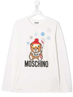 Moschino Kids топ с длинными рукавами и принтом