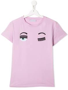 Chiara Ferragni Kids футболка с вышивкой Flirting
