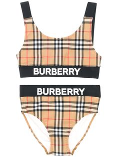 Burberry Kids бикини в клетку с логотипом