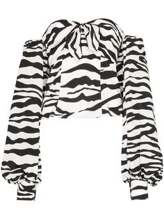 The Attico блузка с зебровым принтом и объемными рукавами