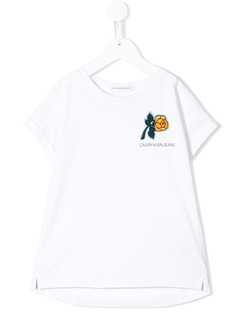 Calvin Klein Kids футболка с цветочной вышивкой