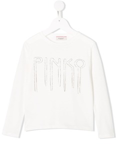 Pinko Kids футболка с логотипом из страз