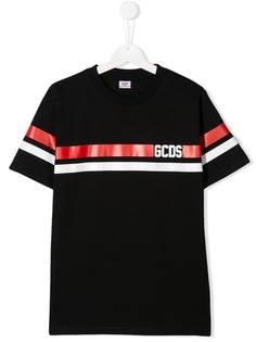 Gcds Kids футболка с контрастными полосками и логотипом