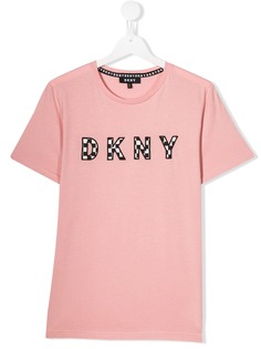 Dkny Kids футболка с логотипом в шахматную клетку