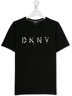Dkny Kids футболка свободного кроя с логотипом в клетку