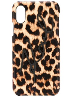 Karl Lagerfeld чехол для iPhone X/Xs с леопардовым узором