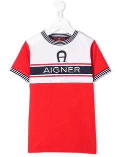 Aigner Kids футболка в стиле колор-блок с логотипом