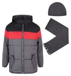 Куртка куртка/шапка/шарф iXTREME by Broadway kids, цвет: черный/красный
