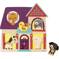 Пазл-вкладыш Janod Мои друзья 5 элементов звук