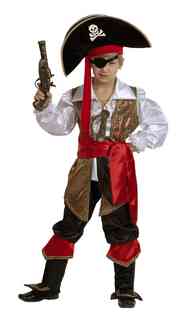 Карнавальный костюм Батик Капитан Флинт рубашка/жилет/бриджи/шляпа/пояс, цвет: коричневый