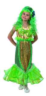 Карнавальный костюм Батик Русалочка платье/парик/заколка-цветок, цвет: зеленый