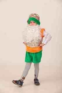 Карнавальный костюм Батик Гномик безрукавка/шорты/колпак/борода, цвет: синий/оранжевый