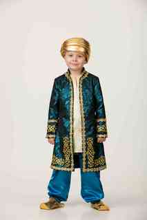 Карнавальный костюм Батик Султан брюки/пиджак/головной убор, цвет: синий/желтый