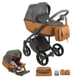 Коляска 2 в 1 Adamex Riccio, цвет: серый/темно-бежевый