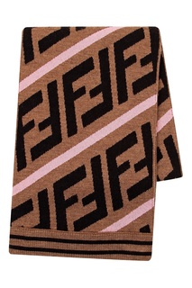 Светло-коричневый шарф с логотипами Fendi Kids