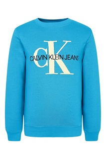 Голубой вязаный джемпер с надписью Calvin Klein Kids