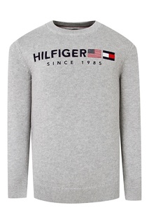 Серый вязаный свитер с надписью Tommy Hilfiger Kids
