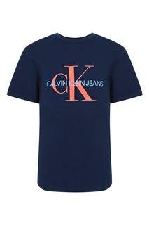 Темно-синяя футболка с разноцветной надписью Calvin Klein Kids