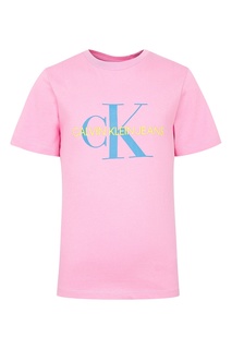 Розовая футболка с цветными надписями Calvin Klein Kids
