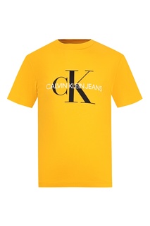 Желтая футболка с цветными надписями Calvin Klein Kids
