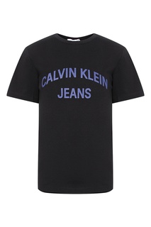 Графитовая футболка с надписью Calvin Klein Kids