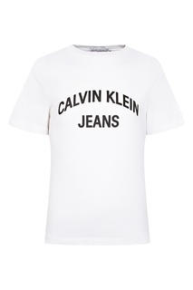 Приталенная белая футболка с надписью Calvin Klein Kids