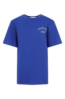 Синяя футболка с надписью на груди Calvin Klein Kids