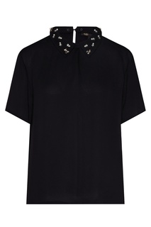 Черная блуза с воротником Maje